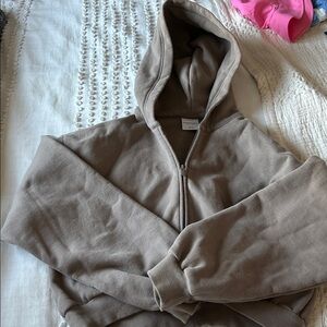 Aritzia Taupe Sweatfleece Zip-Up